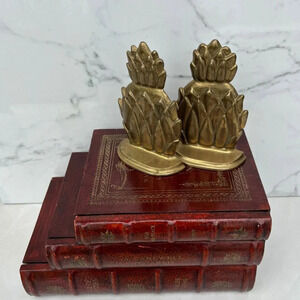Vintage Home Decoration Brass Pineapple Bookends Gold Size 6" x 3.5"